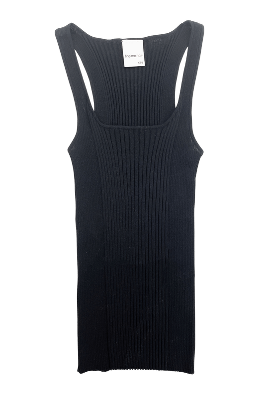 RIBBED KNIT TANK TOP IN BLACK